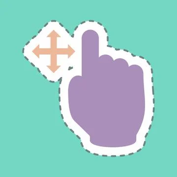 Sticker Move - Line Cut - Simple illustration,Editable stroke Illustrazione stock