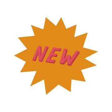 Sticker new in flat vector style. Hand drawn vector illustration online sho.. Stock Illustration