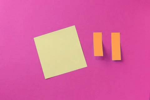 Sticker notes on a bright pink background. Top view, copy space Stock Photos