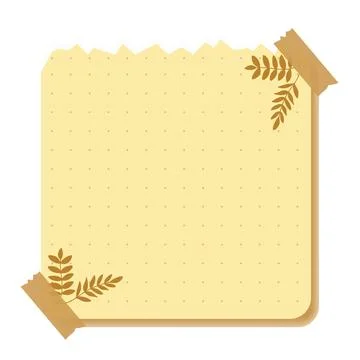Sticker notes cute with dotted theme autumn brown leaves background Stock Illustration