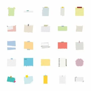 Sticker Notes Flat Icons Pack Stock Illustration