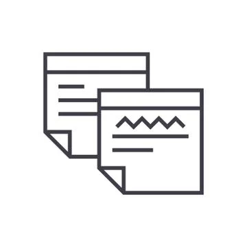 Sticker notes vector line icon, sign, illustration on background, editable Stock Illustration