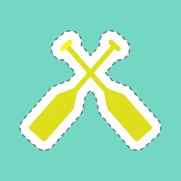Sticker Oars - Line Cut - Simple illustration,Editable stroke Stock Illustration