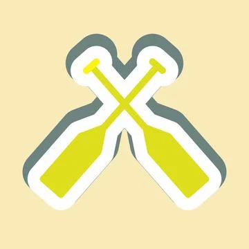 Sticker Oars - Simple illustration,Editable stroke Stock Illustration
