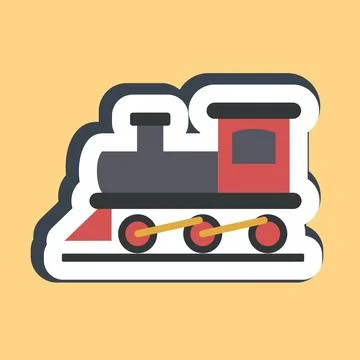 Sticker old train. Transportation elements. Good for prints, posters, logo,.. Stock Illustration