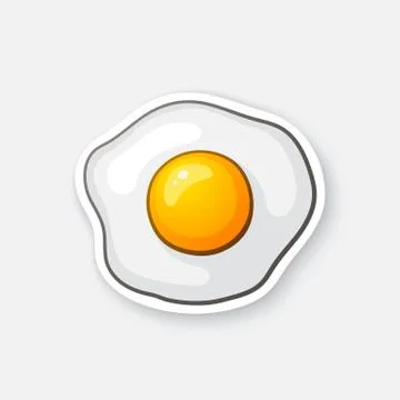 Sticker one fried egg Stock Illustration