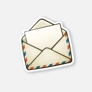 Sticker opened vintage envelope Stock Illustration