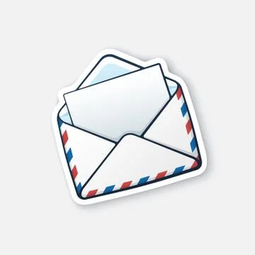 Sticker opened white envelope Stock Illustration