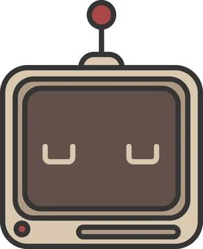 Sticker outline chat-bot character. Ai calm avatar illustration Stock Illustration
