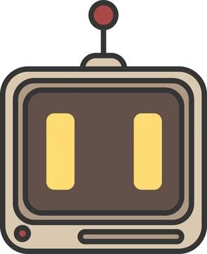 Sticker outline chat-bot character. Ai dismay avatar illustration Stock Illustration