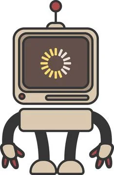 Sticker outline chat-bot character. Ai loading avatar illustration Stock Illustration