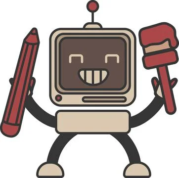 Sticker outline chat-bot character. Ai drawing avatar illustration Illustrazione stock