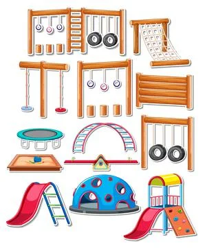 Sticker pack of playground objects Ilustración de archivo