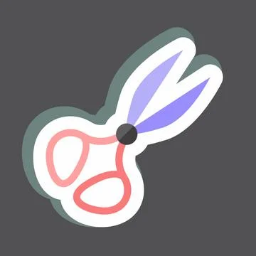 Sticker Pair of Scissors 2. suitable for Tailor symbol. simple design editabl Stock Illustration