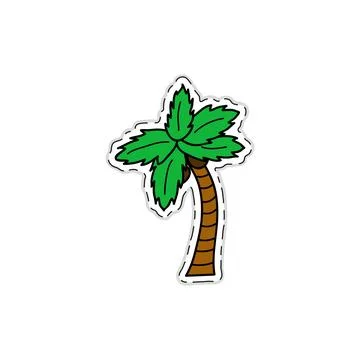 Sticker of palm tree. Stock Illustration