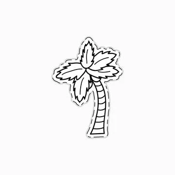 Sticker of palm tree. Stock Illustration
