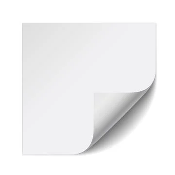 Sticker paper note. White sheet with curled corner and soft shadow Stock Illustration
