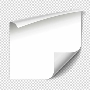 Sticker paper note. White sheet with curled corners and soft shadows Stock Illustration