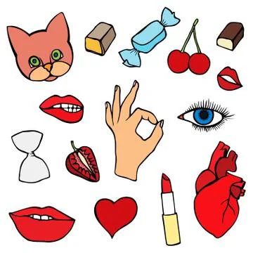 Sticker, patch set collection Illustrazione stock