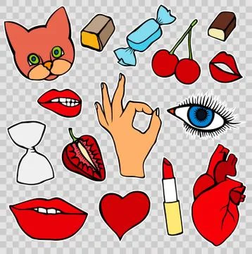 Sticker, patch set collection Stock Illustration