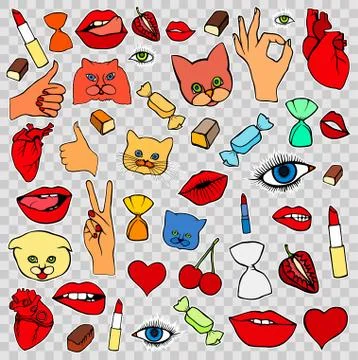 Sticker, patch set collection Stockillustratie