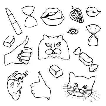 Sticker, patch set collection Stock Illustration