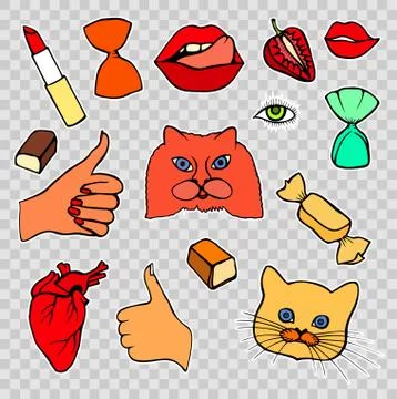 Sticker, patch set collection Illustrazione stock