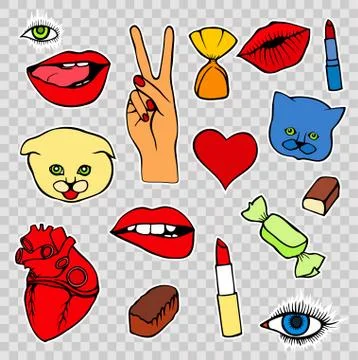 Sticker, patch set collection Stock Illustration