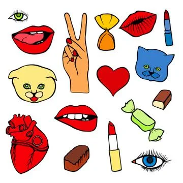 Sticker, patch set collection Stock Illustration