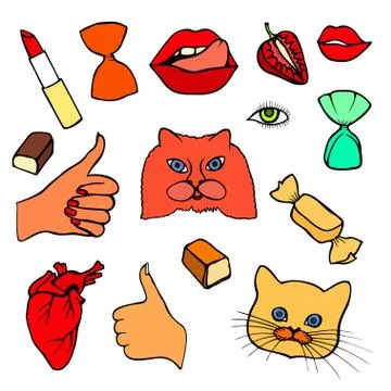 Sticker, patch set collection Illustrazione stock