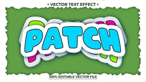 Sticker patch set retro pack editable text effect vector font style template Stock Illustration