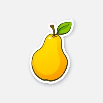 Sticker pear with stem Stock Illustration