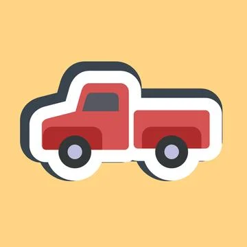 Sticker pick up truck. Transportation elements. Good for prints, posters, l.. Stock Illustration