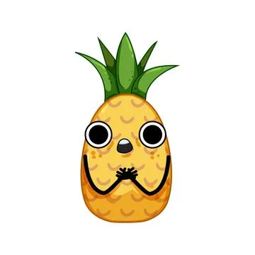 Sticker pineapple character cartoon vector illustration Stock Illustration