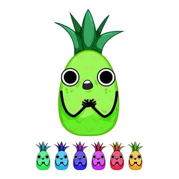Sticker pineapple character cartoon vector graphic Stock Illustration