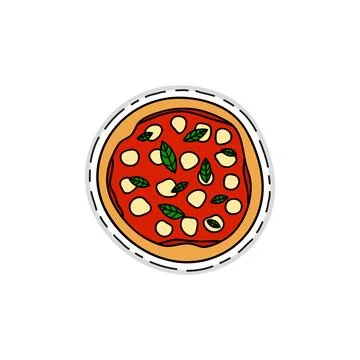 Sticker of pizza. Stock Illustration