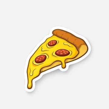 Sticker pizza slice Stock Illustration