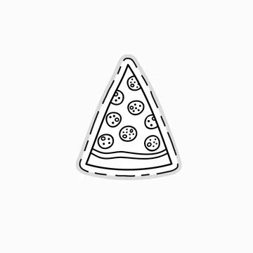 Sticker of pizza slice. Illustrazione stock