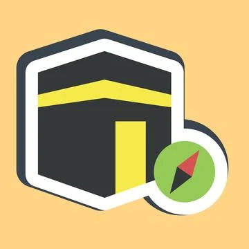 Sticker qibla direction. Islamic elements of Ramadhan, Eid Al Fitr, Eid Al .. Stock Illustration