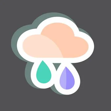 Sticker Raining. suitable for Spring symbol. simple design editable. design t Stock Illustration