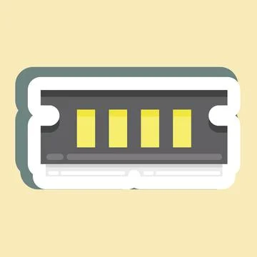 Sticker RAM. suitable for Computer Components symbol. simple design editable. Illustrazione stock