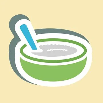 Sticker Rice Pudding - Simple illustration,Editable stroke Stock Illustration