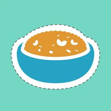 Sticker Risotto - Line Cut - Simple illustration,Editable stroke Illustrazione stock