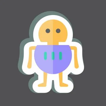 Sticker Robot. suitable for Programming symbol. simple design editable. desig Stock Illustration