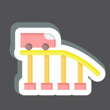 Sticker Roller Coaster. related to Amusement Park symbol. glyph style. simp.. Stock Illustration