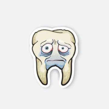 Sticker sad sick tooth Stock Illustration