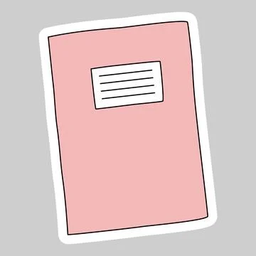 Sticker with school copybook or exercise book, doodle style vector Illustrazione stock
