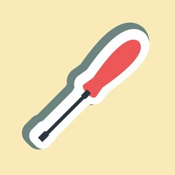 Sticker Screw Driver - Simple illustration,Editable stroke 스톡 일러스트