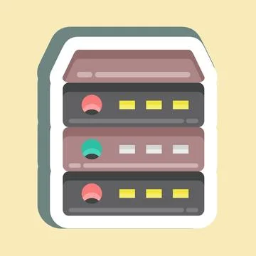 Sticker Server. suitable for Computer Components symbol. simple design editab Stock Illustration