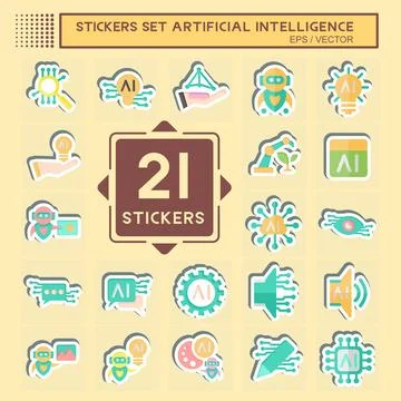 Sticker Set Artificial Intelligence. related to Artificial Intelligence symbo Stock Illustration